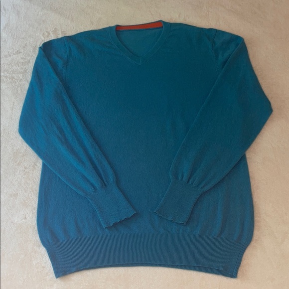 Cashmere wool blend blue long sleeve sweater - Picture 1 of 4